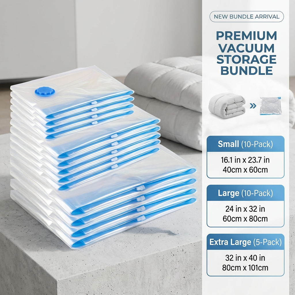 Space-Saving Vacuum Storage Bags – Pump Included