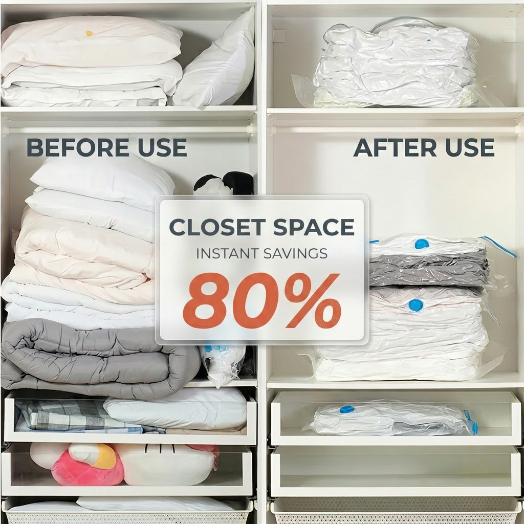 Space-Saving Vacuum Storage Bags – Pump Included